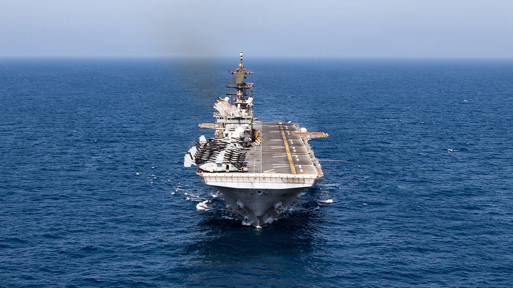 Aerial photo of USS Tripoli (LHA 7)