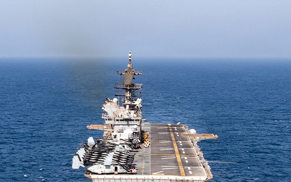 Aerial photo of USS Tripoli (LHA 7)