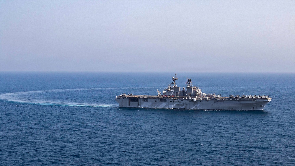 Aerial photo of USS Tripoli (LHA 7)