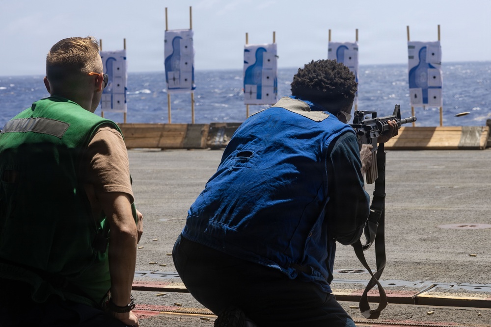 Iwo Jima sailor performs live fire