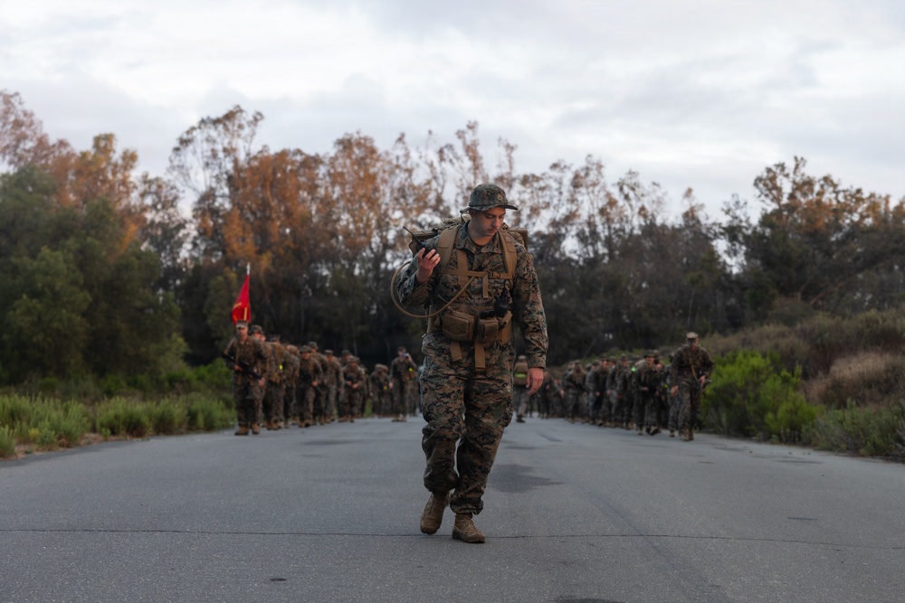 H&amp;S Bn. Marines and Sailors participate in a 5k conditioning hike