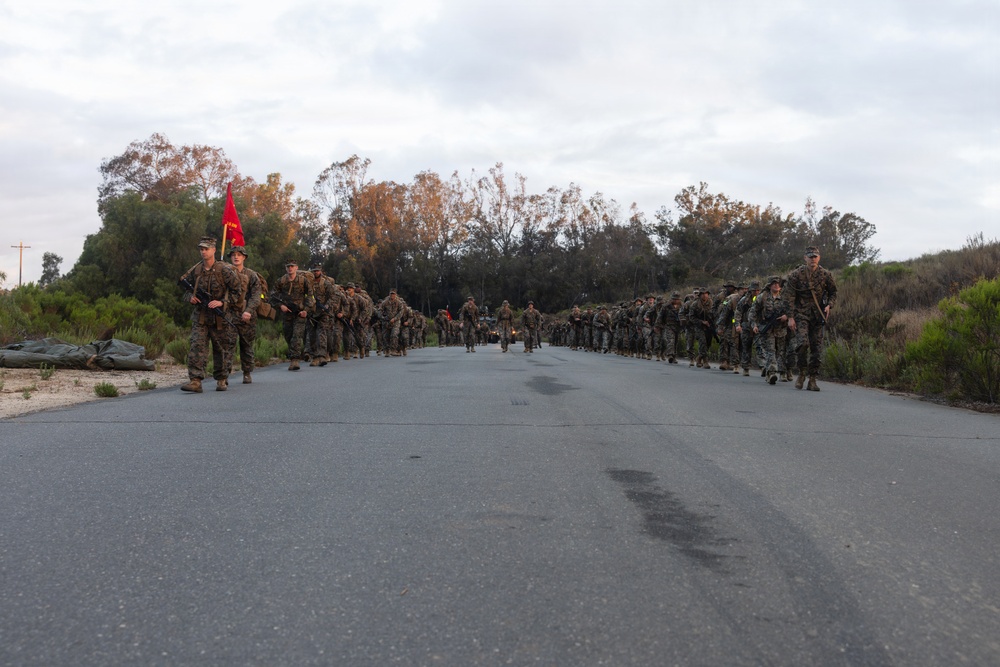 H&amp;S Bn. Marines and Sailors participate in a 5k conditioning hike