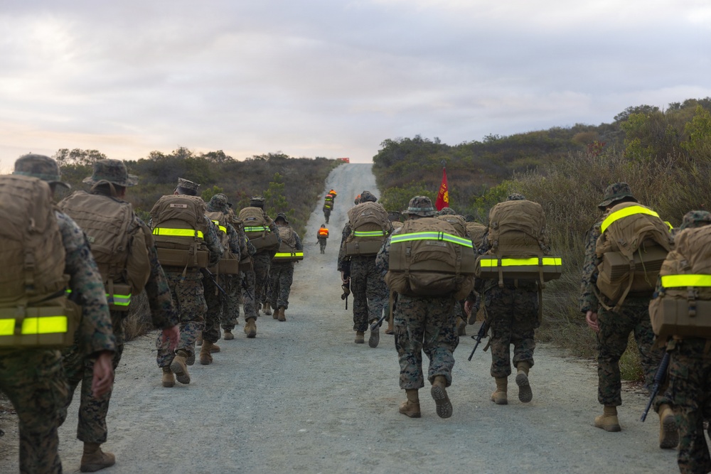 H&amp;S Bn. Marines and Sailors participate in a 5k conditioning hike