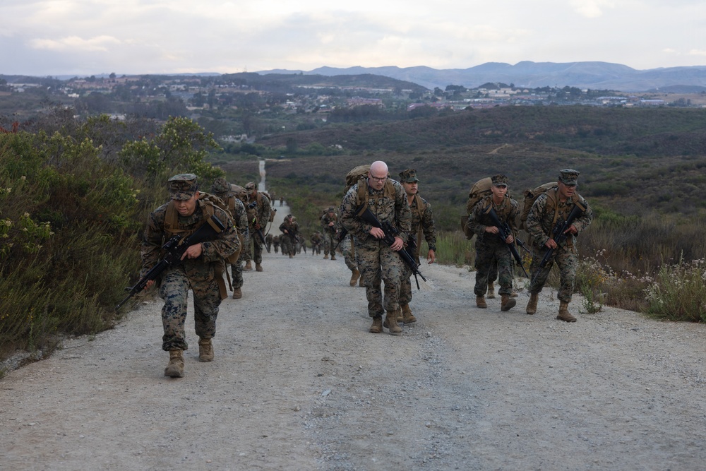 H&amp;S Bn. Marines and Sailors participate in a 5k conditioning hike