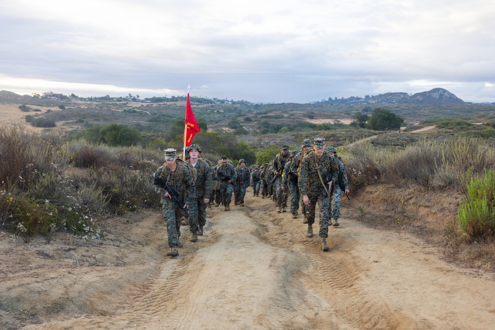 H&amp;S Bn. Marines and Sailors participate in a 5k conditioning hike
