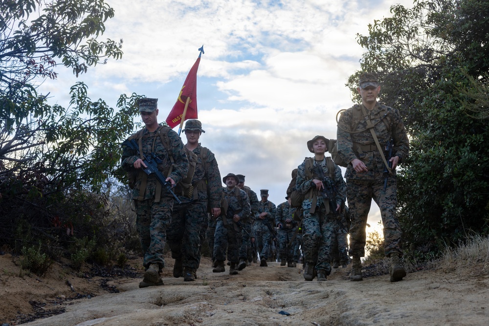 H&amp;S Bn. Marines and Sailors participate in a 5k conditioning hike