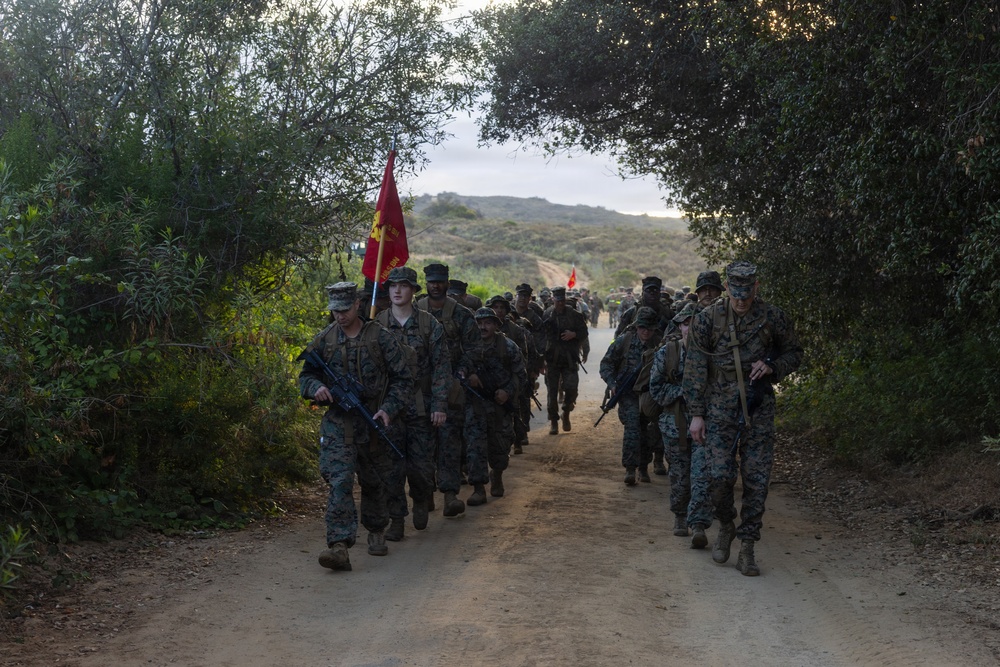 H&amp;S Bn. Marines and Sailors participate in a 5k conditioning hike