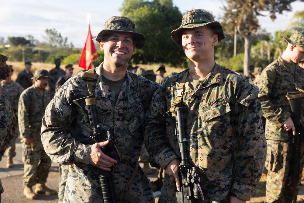 H&amp;S Bn. Marines and Sailors participate in a 5k conditioning hike