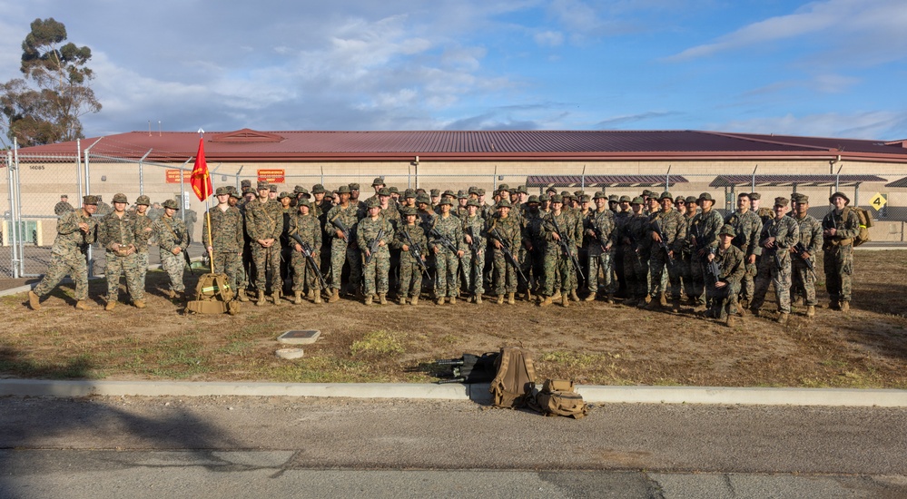 H&amp;S Bn. Marines and Sailors participate in a 5k conditioning hike