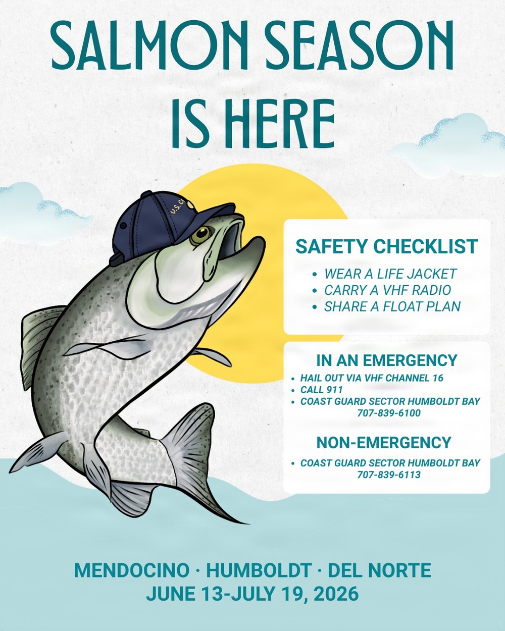 Coast Guard Northern California salmon fishing safety graphic
