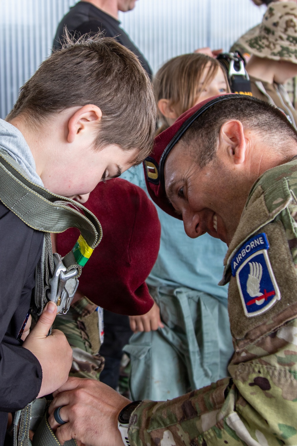 Paratroopers conduct parachute demonstration for French school at D-Day 82