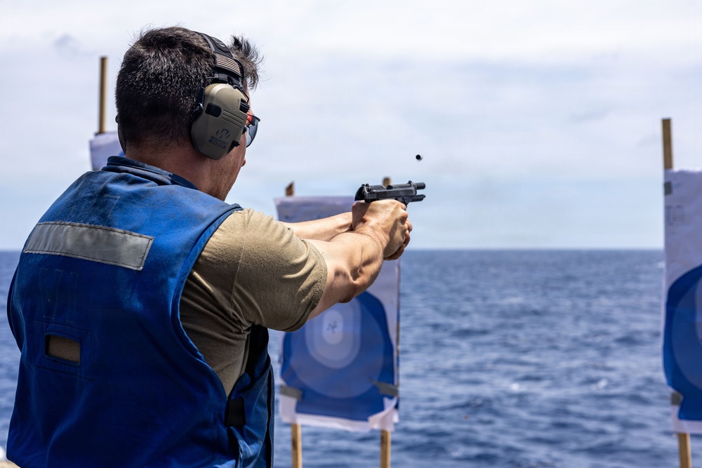 USS Iwo Jima Sailor Fire M9 Pistols