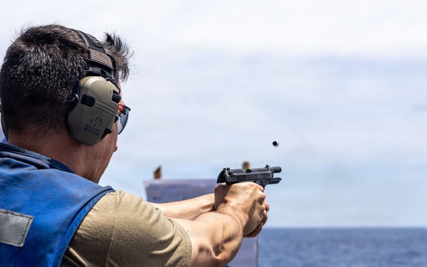 USS Iwo Jima Sailor Fire M9 Pistols