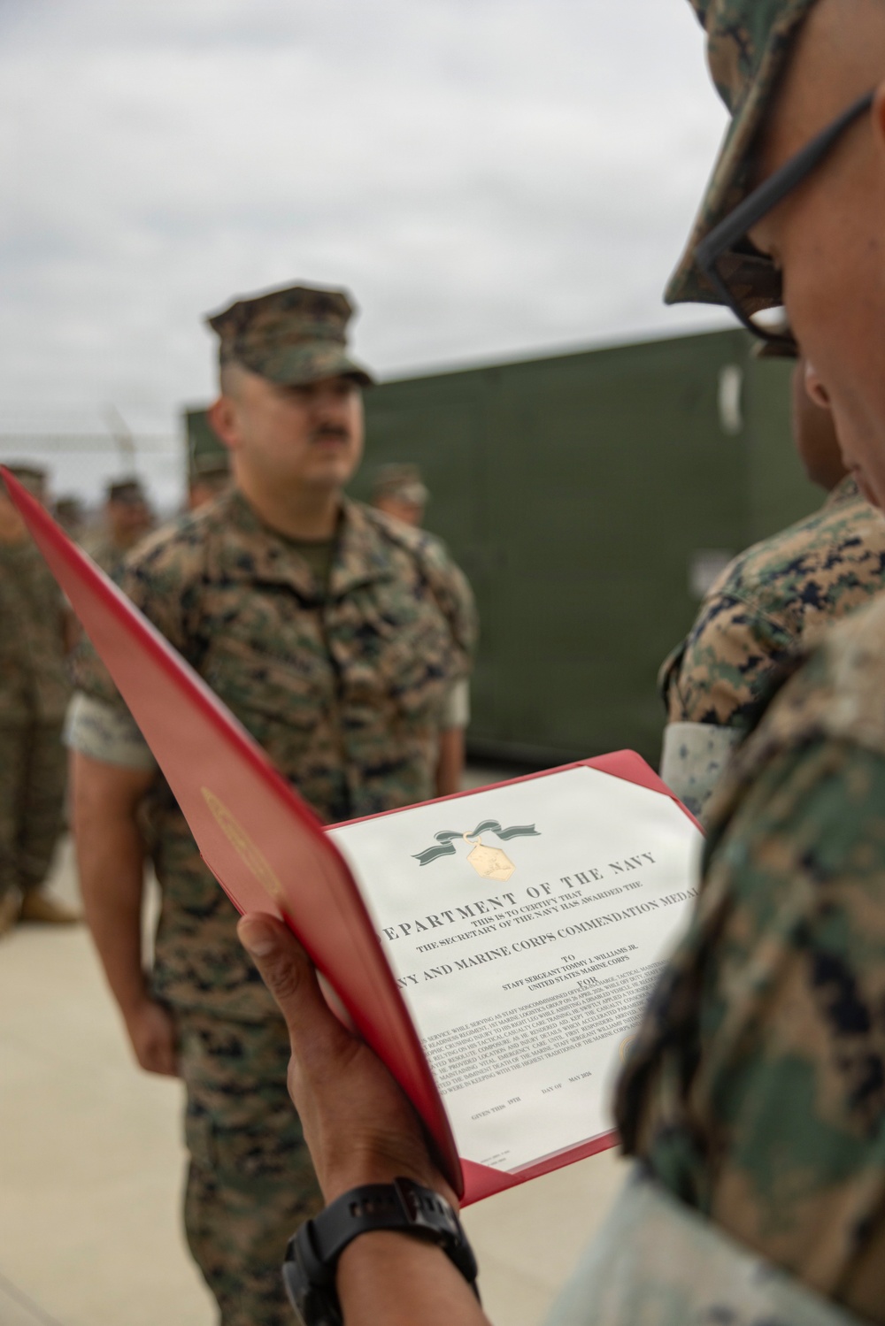 Staff Sgt. Tommy Williams Awarded Navy Commendation Medal for Life-Saving Measures