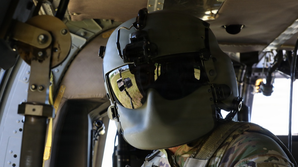 Bravo Company 2/147th Assault Helicopter Battalion conducts air movement operations