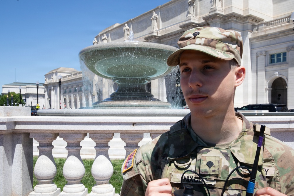 West Virginia National Guardsmen Patrol Near Union Station Fountain