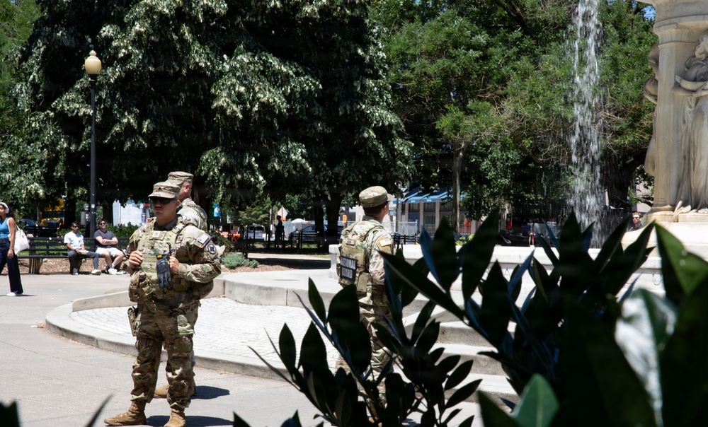 Arkansas National Guardsmen Patrol Near Dupont Circle Fountain