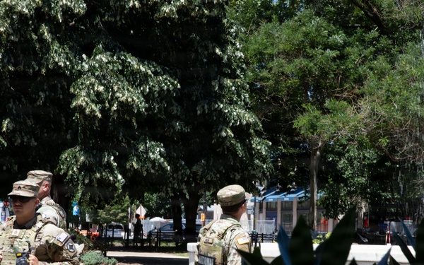 Arkansas National Guardsmen Patrol Near Dupont Circle Fountain