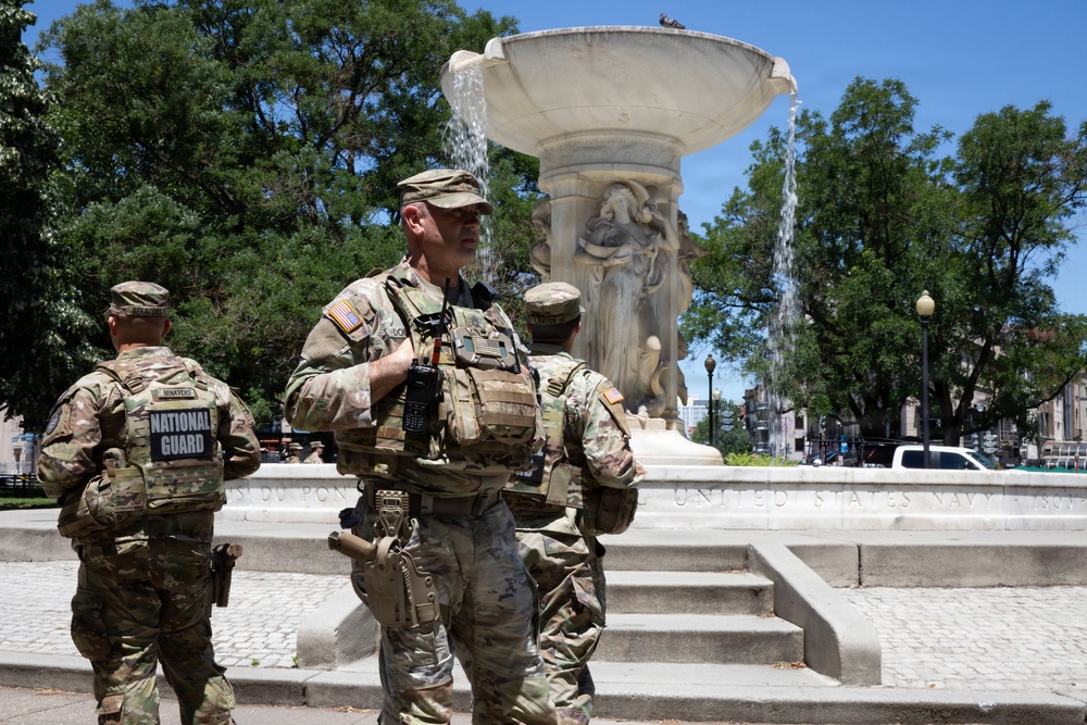 Arkansas National Guardsmen Patrol Near Dupont Circle Fountain