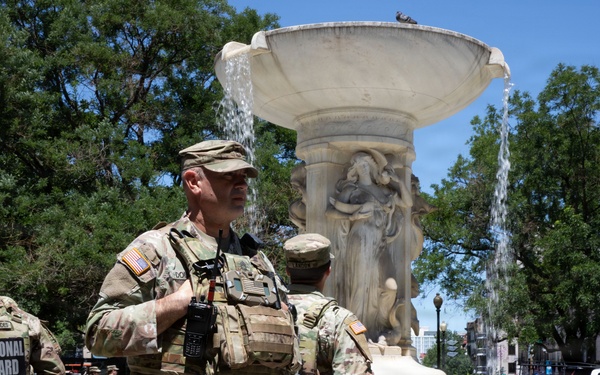 Arkansas National Guardsmen Patrol Near Dupont Circle Fountain
