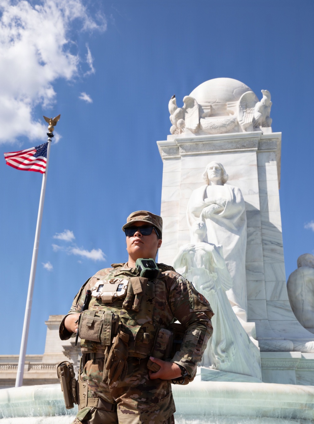 Idaho National Guardsman Patrols at Columbus Circle