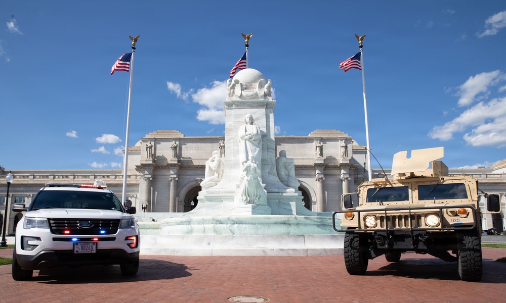 JTF-DC  and U.S. Park Police Vehicles Park at Columbus Circle