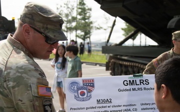 Soldiers from 6-37 Field Artillery Regiment hosts a static display for Humphreys Middle School