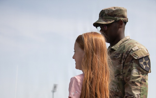 Soldiers from 6-37 Field Artillery Regiment hosts a static display for Humphreys Middle School