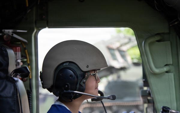 Soldiers from 6-37 Field Artillery Regiment hosts a static display for Humphreys Middle School