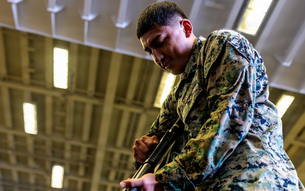 11th MEU Marines Conduct Shotgun Familiarization Training Aboard USS Boxer