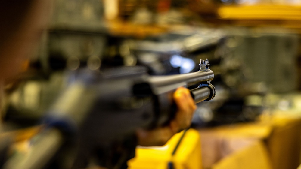 11th MEU Marines Conduct Shotgun Familiarization Training Aboard USS Boxer