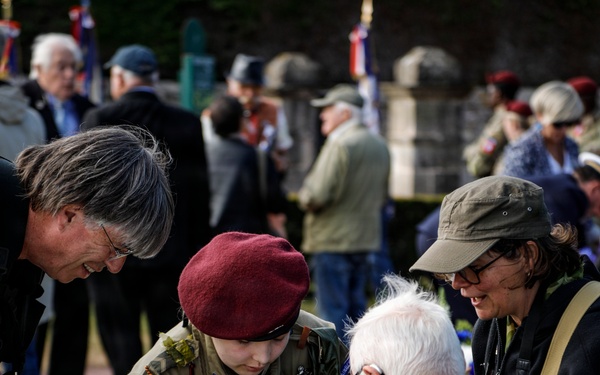 82nd Airborne Division at Three Cemeteries Monument, Normandy 82