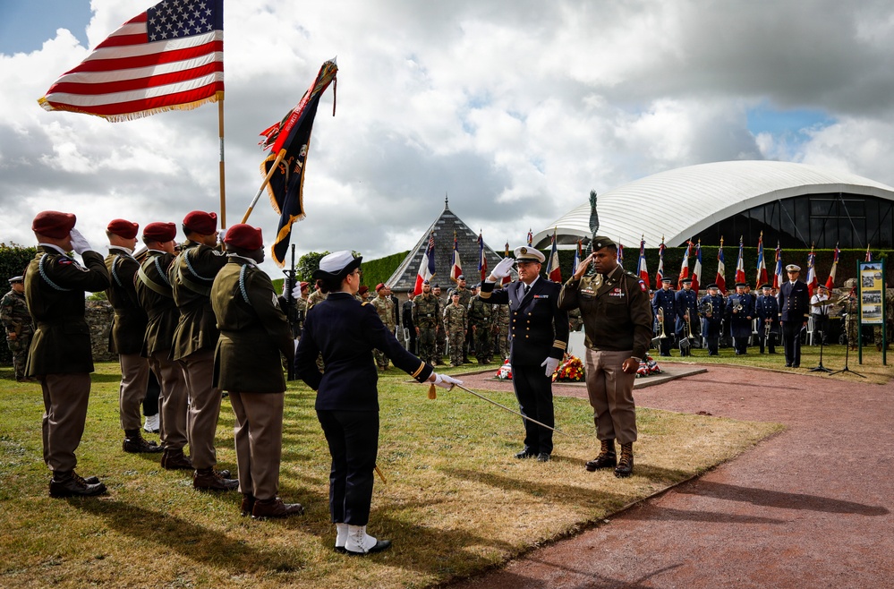 82nd Airborne Division at Three Cemeteries Monument, Normandy 82