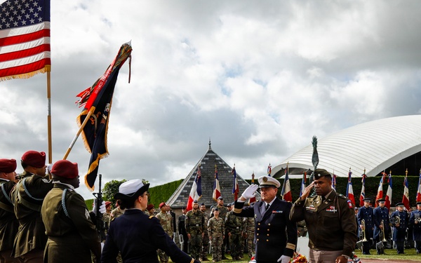 82nd Airborne Division at Three Cemeteries Monument, Normandy 82