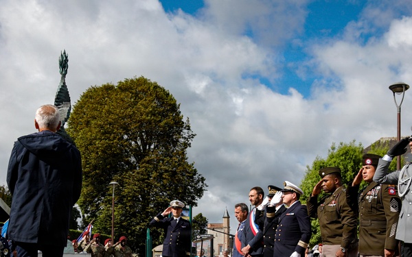 82nd Airborne Division at Three Cemeteries Monument, Normandy 82