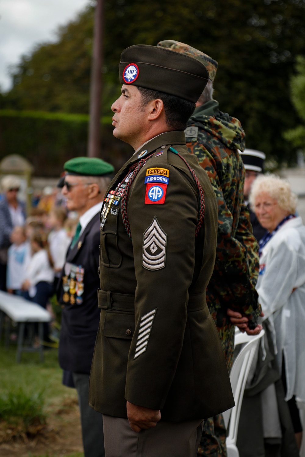 82nd Airborne Division at Three Cemeteries Monument, Normandy 82