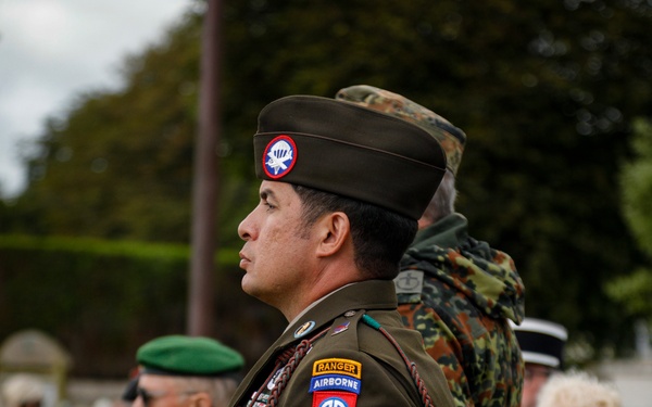 82nd Airborne Division at Three Cemeteries Monument, Normandy 82