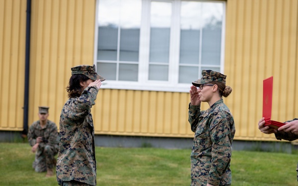 U.S. Marines receive promotions in Sweden