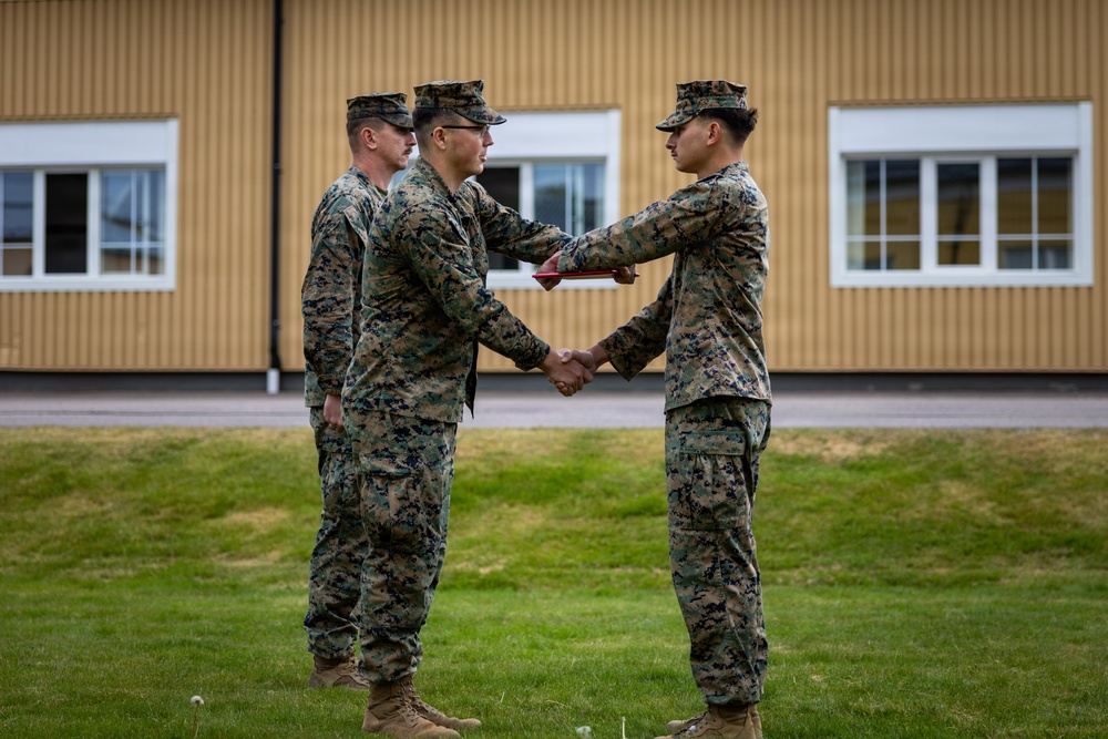 U.S. Marines receive promotions in Sweden