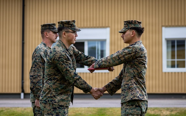 U.S. Marines receive promotions in Sweden