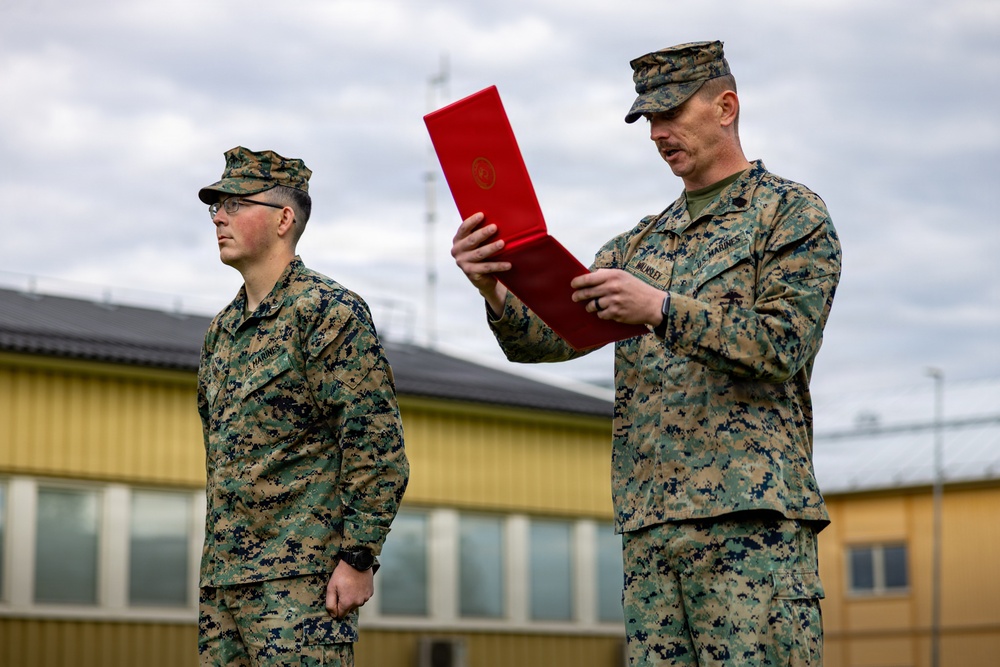 U.S. Marines receive promotions in Sweden
