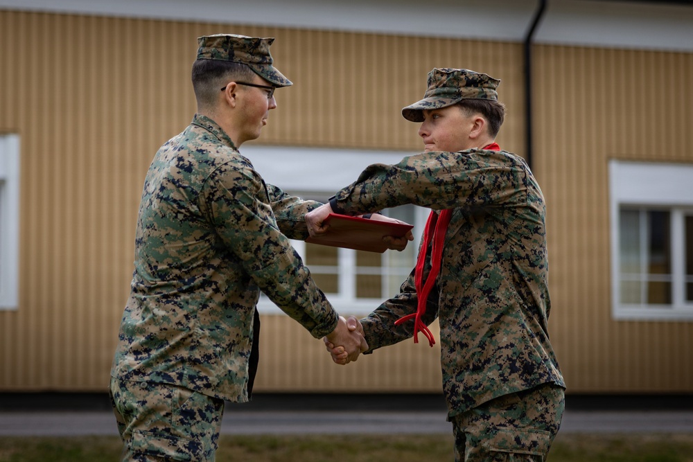 U.S. Marines receive promotions in Sweden