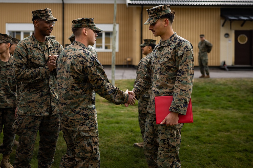U.S. Marines receive promotions in Sweden