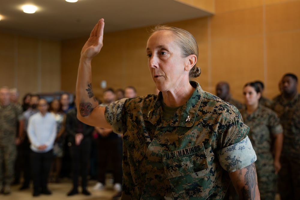 Marine Corps Support Facility New Orleans holds a promotion ceremony for Col. Angela Nelson