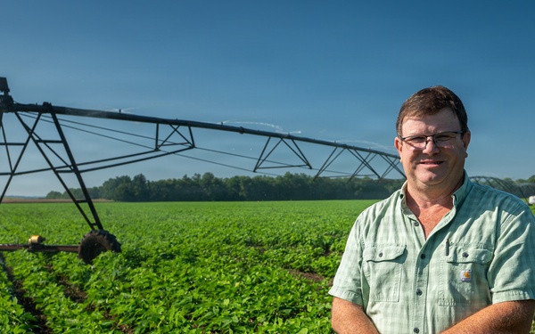 Illinois Farmer in Green Bean Field