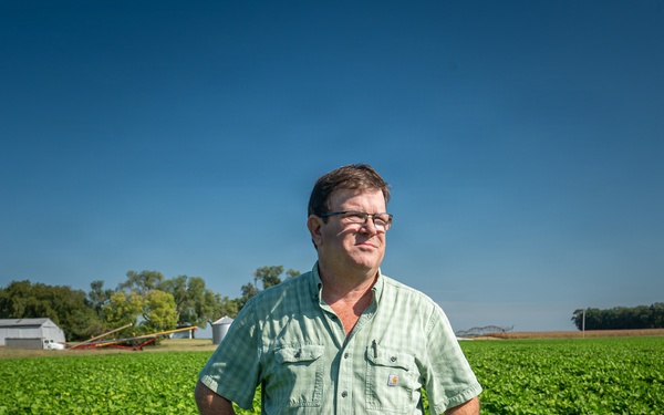 Illinois Farmer in Green Bean Field
