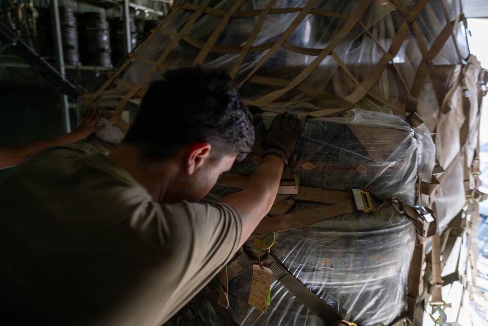 C-130 crew hauls cargo in the Middle East