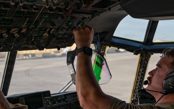 C-130 crew hauls cargo in the Middle East