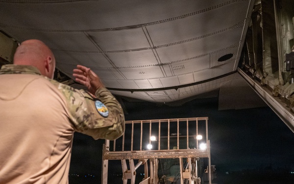 C-130 crew hauls cargo in the Middle East