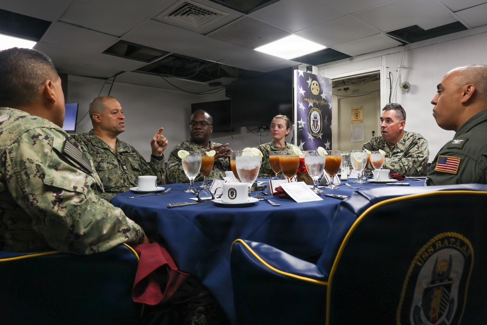 Distinguished Visitors from Expeditionary Strike Group Two visit USS Bataan (LHD 5)